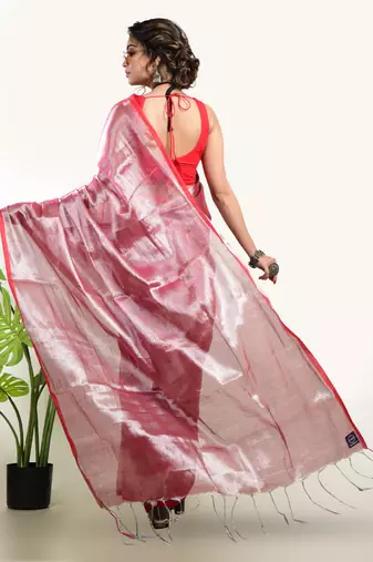Aakar Rose Rush | Dusty Rose Handloom Tissue saree
