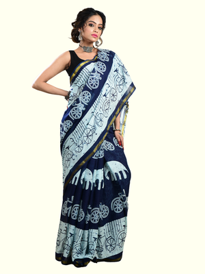 Aakar Prakriti | Cotton Handloom Indigo Saree 1