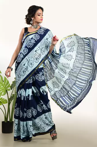 Aakar Prakriti | Cotton Handloom Indigo Saree