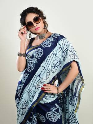 Aakar Prakriti | Cotton Handloom Indigo Saree 5