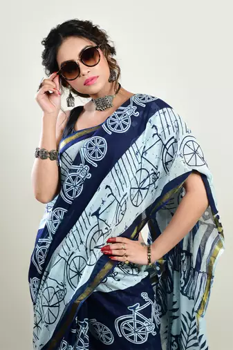 Aakar Prakriti | Cotton Handloom Indigo Saree