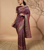 Warli printed zari art silk patola saree