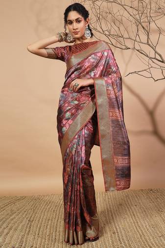 Floral zari art silk patola saree