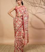 pink Floral printed saree