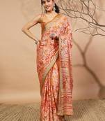 yellow Floral brasso saree