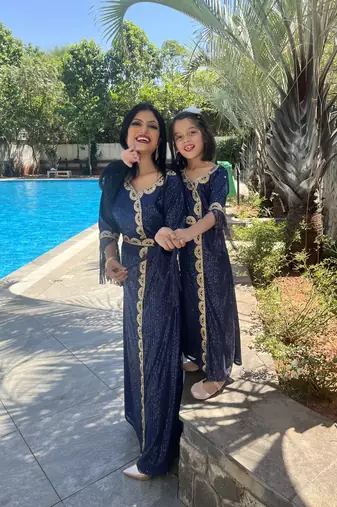 Designer Mother & Daughter Matching Set Kaftan Dress