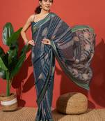 Ethnic motif printed ready to wear saree