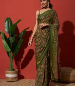 Ethnic motifs zari printed saree