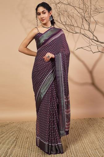 Ethnic motifs printed bagru saree