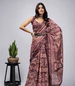 rusty art silk Floral printed saree
