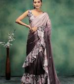 Ombre prestitched printed frill ready to wear saree