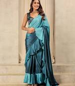 Prestitched frill work ready to wear saree