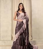 Ombre prestitched printed frill ready to wear saree