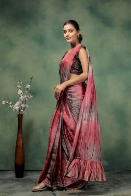 Ombre prestitched printed frill ready to wear saree 3