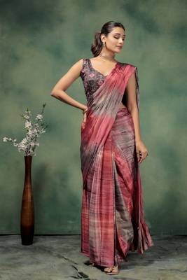 Ombre prestitched printed frill ready to wear saree 5