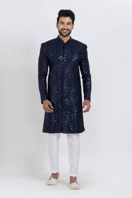 Navy designer indo western set for men 1