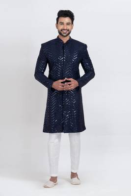 Navy designer indo western set for men 2