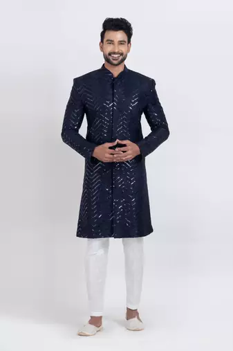 Navy designer indo western set for men