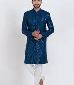 Teal designer indo western set for men