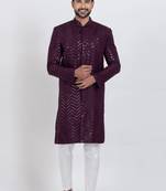 Wine designer indo western set for men