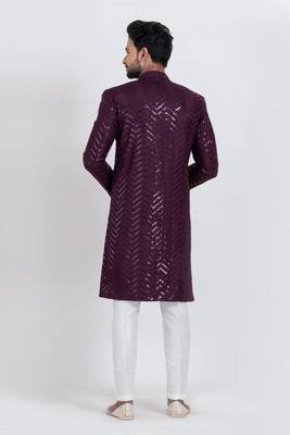 Wine designer indo western set for men 3