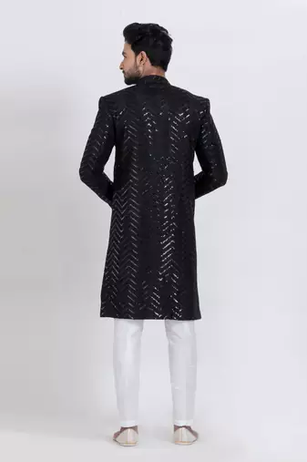 Black designer indo western set for men