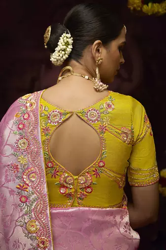 Onion Pink Pure Banarasi Kanjivaram Heavy Work Border Designer Saree