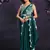 ready to wear dark sea green crape satin silk embroidered saree with stitched blouse
