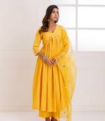 Panihari mustard gotapatti gathered anarkali suit set