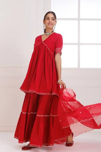 Panihari red gotapatti sharara set