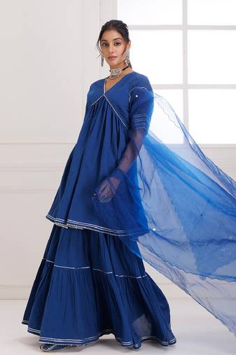 Panihari blue gotapatti sharara set