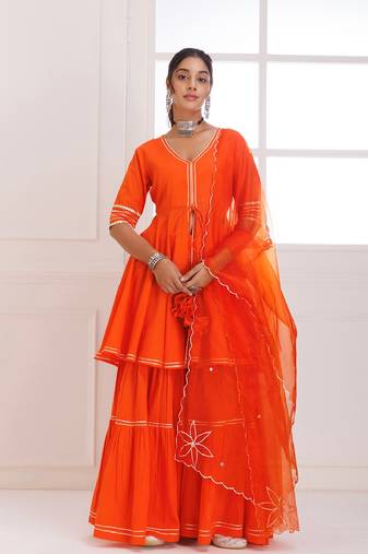 Panihari orange gotapatti sharara set