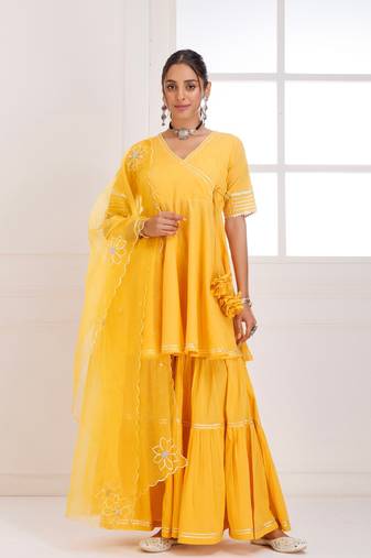 Panihari mustard gotapatti sharara set