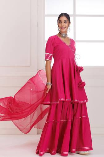 Panihari magenta gotapatti sharara set