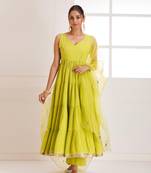 Panihari green gotapatti anarkali suit set