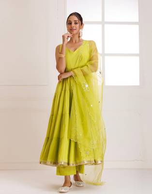 Panihari green gotapatti anarkali suit set 2