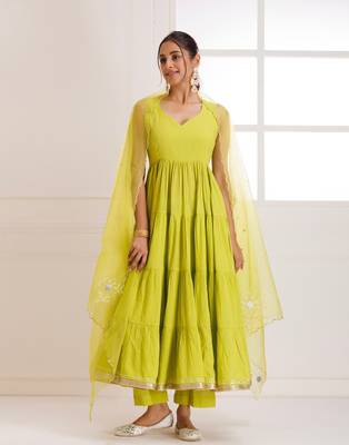 Panihari green gotapatti anarkali suit set 4