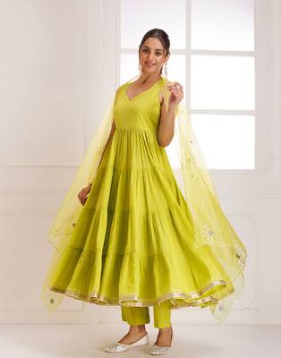 Panihari green gotapatti anarkali suit set 5