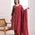 Wine handblock printed cotton suit set