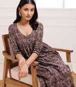 Kashish dabu hand block printed cotton gathered kurta pant