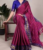 Pink Plain art Silk Saree