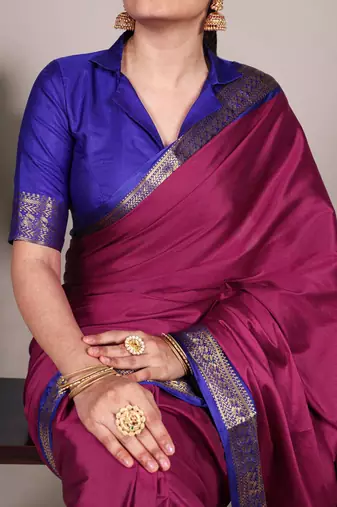 Pink Plain art Silk Saree