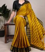 Mustard Plain art Silk Saree