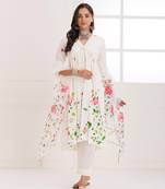 Rangreza ivory handpainted gathered suit set - set of 3