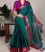 firozi Plain art Silk Saree