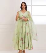 Rangreza pista green handpainted tier suit set - set of 2