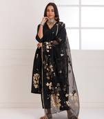 Rangreza black handpainted gathered suit set - set of 3