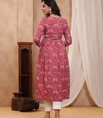 Pink dabu hand block printed cotton gathered kurti