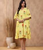 Stardust hand block print cotton kaftan with slip ( set of 2 )