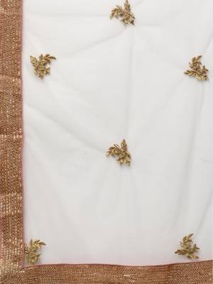 turquoise blue & peach coloured embroidered semi stitched lehenga & blouse with dupatta 5